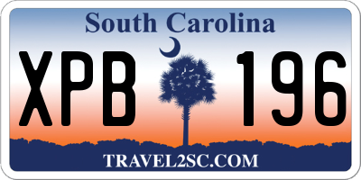 SC license plate XPB196