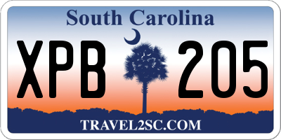 SC license plate XPB205