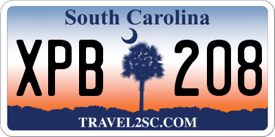 SC license plate XPB208