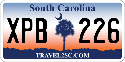 SC license plate XPB226