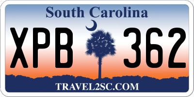 SC license plate XPB362