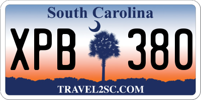 SC license plate XPB380
