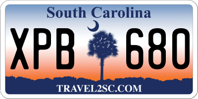 SC license plate XPB680