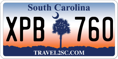 SC license plate XPB760