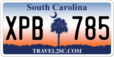 SC license plate XPB785