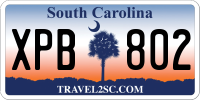 SC license plate XPB802