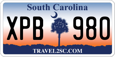 SC license plate XPB980