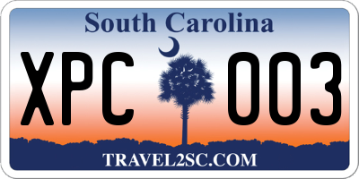 SC license plate XPC003