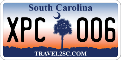 SC license plate XPC006