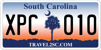 SC license plate XPC010