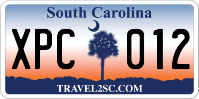 SC license plate XPC012