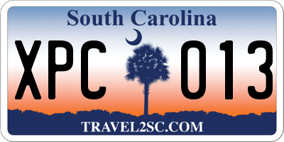 SC license plate XPC013