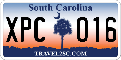 SC license plate XPC016