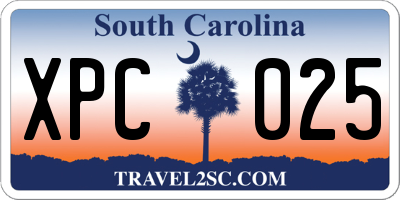 SC license plate XPC025