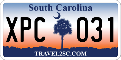 SC license plate XPC031