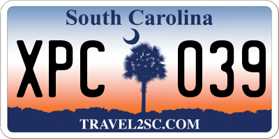 SC license plate XPC039