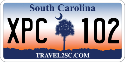 SC license plate XPC102
