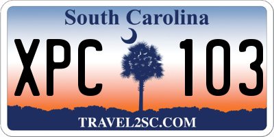 SC license plate XPC103