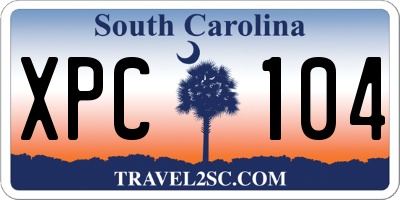 SC license plate XPC104