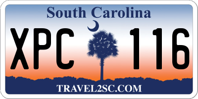 SC license plate XPC116