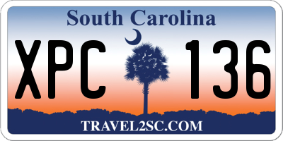 SC license plate XPC136
