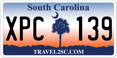 SC license plate XPC139