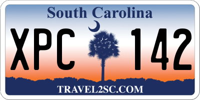 SC license plate XPC142
