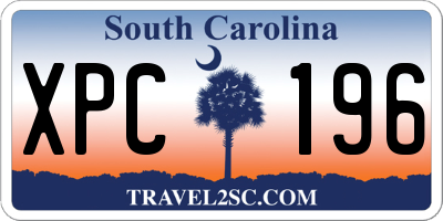 SC license plate XPC196