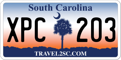 SC license plate XPC203