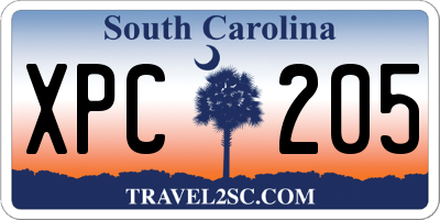 SC license plate XPC205