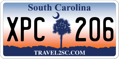 SC license plate XPC206