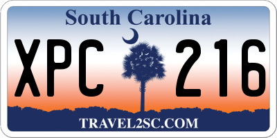 SC license plate XPC216