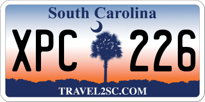 SC license plate XPC226