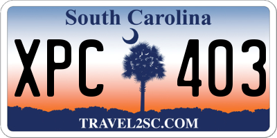 SC license plate XPC403