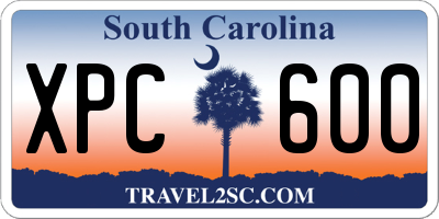 SC license plate XPC600