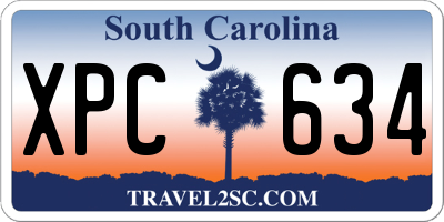 SC license plate XPC634