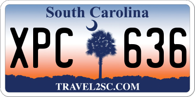 SC license plate XPC636