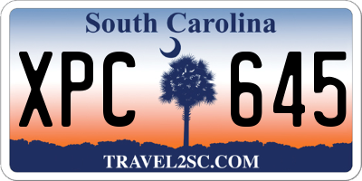SC license plate XPC645