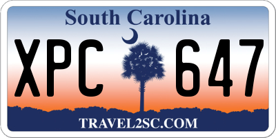 SC license plate XPC647