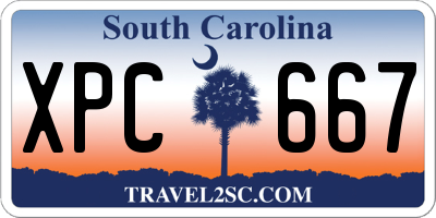 SC license plate XPC667