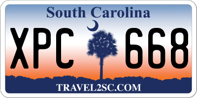 SC license plate XPC668