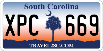 SC license plate XPC669