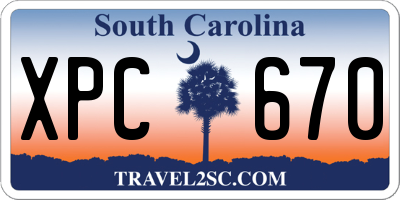 SC license plate XPC670