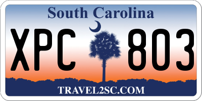 SC license plate XPC803