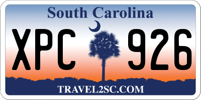 SC license plate XPC926