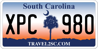 SC license plate XPC980