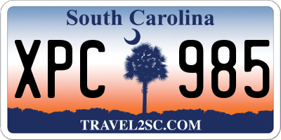 SC license plate XPC985