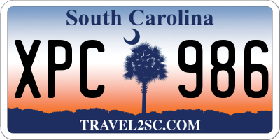 SC license plate XPC986
