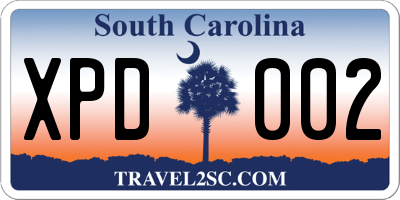 SC license plate XPD002