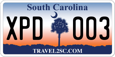 SC license plate XPD003